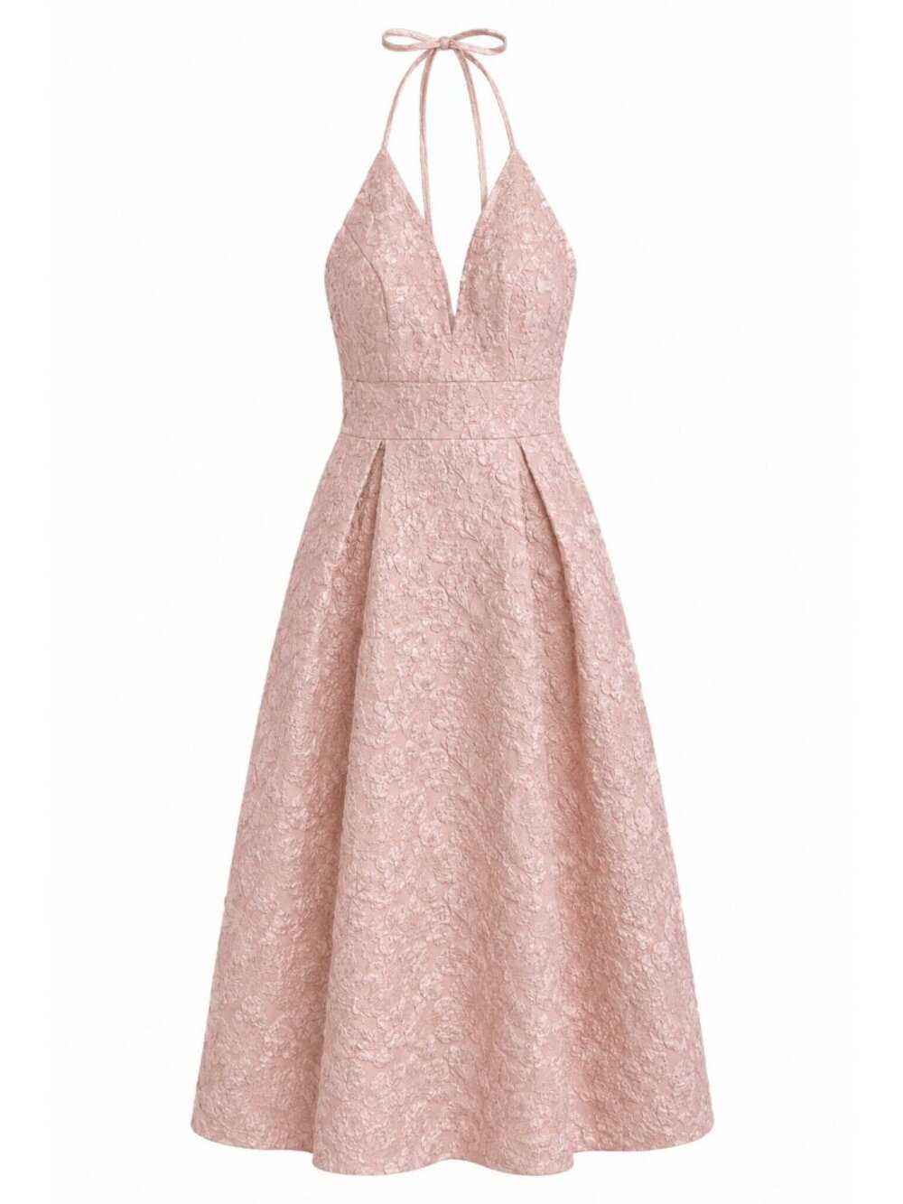 Unithorse Pink Jacquard Halter Formal Dress Women’s Size S US 4 Lace-Up Back Gow